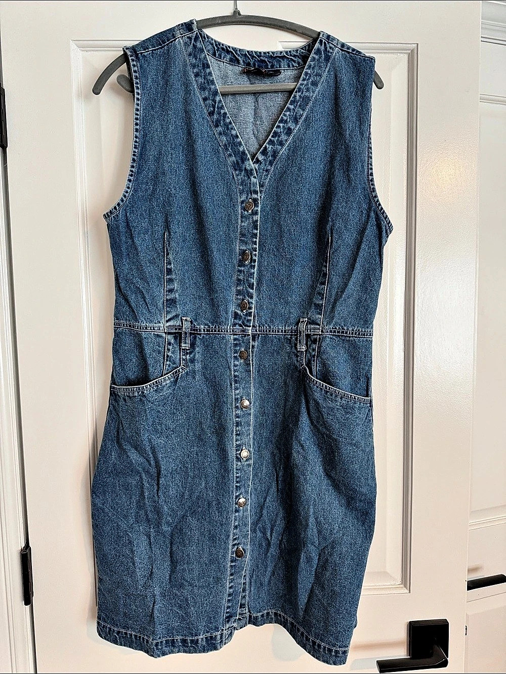 Vintage Denim Button Front Mini Dress in Blue Like New